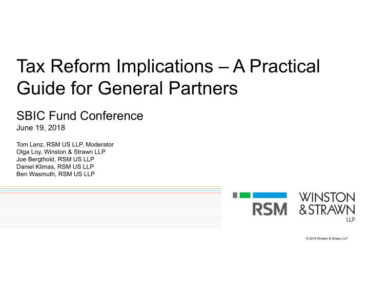 tax reform implications a practical guide for general