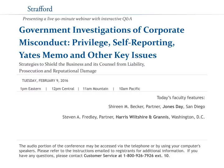 yates memo and other key issues