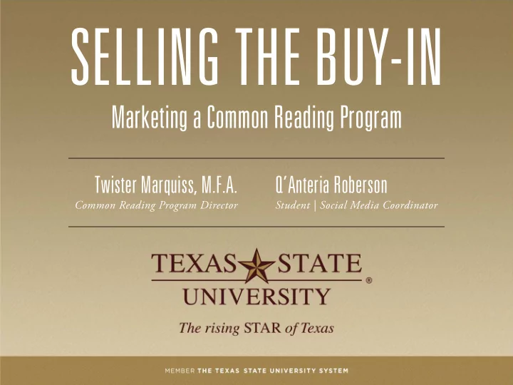 selling the buy in