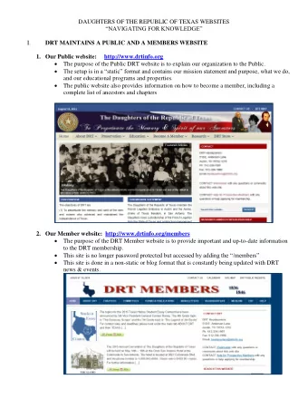 DAUGHTERS OF THE REPUBLIC OF TEXAS WEBSITES NAVIGATING FOR KNOWLEDGE I. DRT MAINTAINS A
