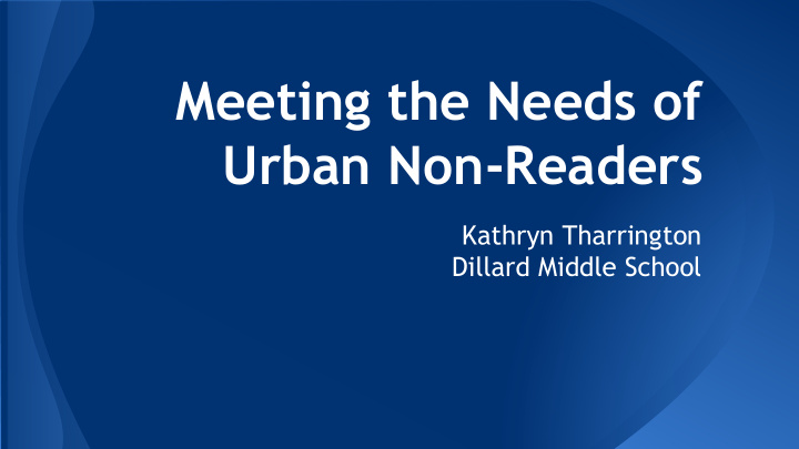 meeting the needs of urban non readers