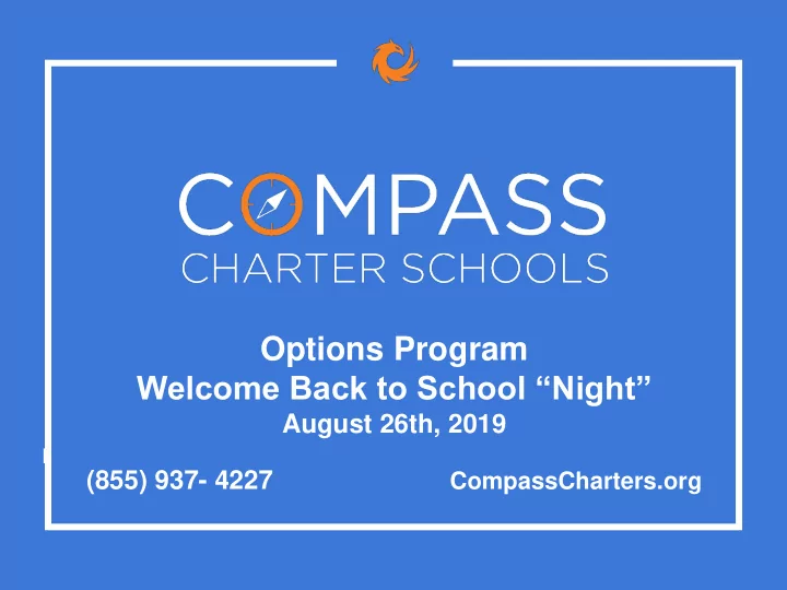 options program welcome back to school night