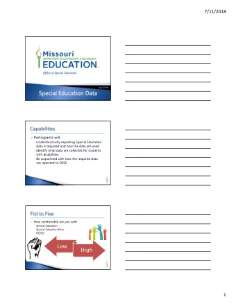 Low  High  1  7/11/2018  Child Count  Dispute Resolution  Disproportionality