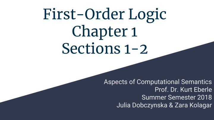 first order logic chapter 1 sections 1 2