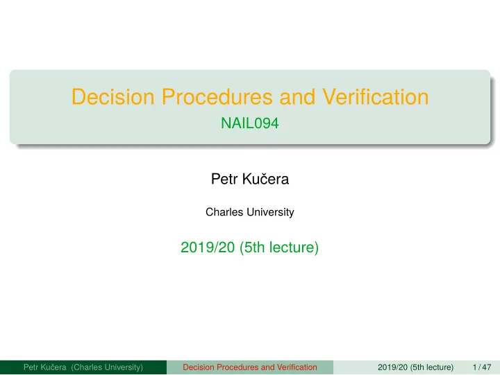 decision procedures and verifjcation