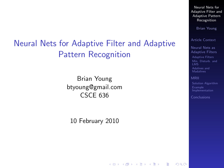 neural nets for adaptive filter and adaptive