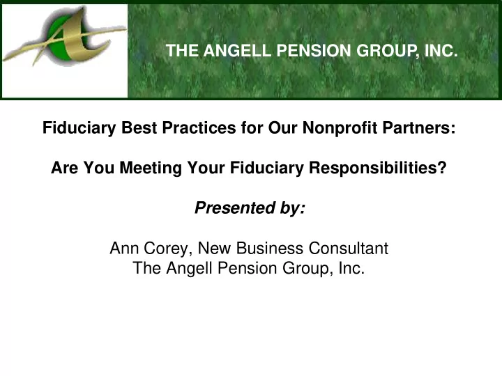 fiduciary best practices for our nonprofit partners