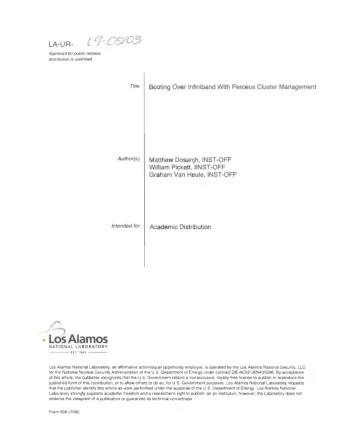 ~Alamos  LA-UR-  Approved for public release; distribution is unlimited. Boo ting Over Infiniband