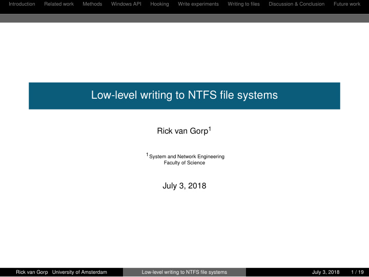 low level writing to ntfs file systems