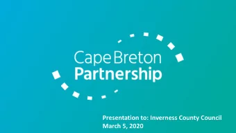Presentation to: Inverness County Council  March 5, 2020  CAPE BRETON REN MODEL  PRIORITY PROJECTS