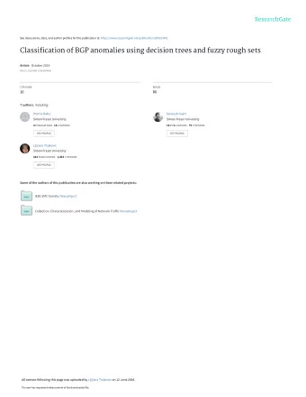 Classification of BGP anomalies using decision trees and fuzzy rough sets Article  October 2014