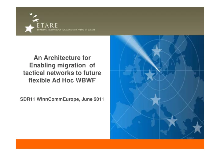 an architecture for enabling migration of tactical