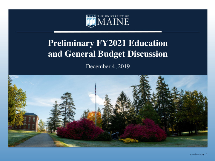 preliminary fy2021 education and general budget discussion