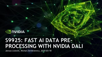 S9925: FAST AI DATA PRE-  PROCESSING WITH NVIDIA DALI Janusz Lisiecki, Micha  Zientkiewicz ,