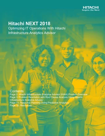 Hitachi NEXT 2018  Optimizing IT Operations With Hitachi  Infrastructure Analytics Advisor