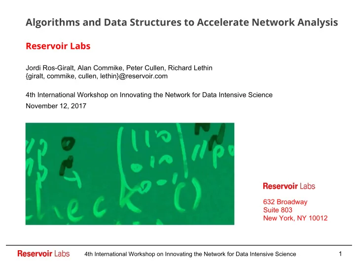 algorithms and data structures to accelerate network