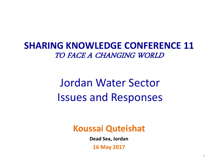 jordan water sector issues and responses