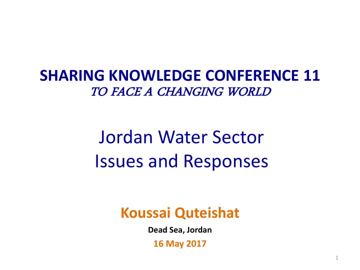 jordan water sector issues and responses