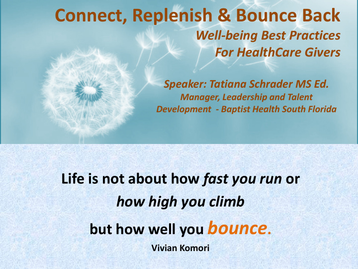 connect replenish bounce back