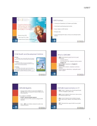 11/8/17  CBITS Partners  Connecticut Department of Children and Families  Cognitive Behavioral
