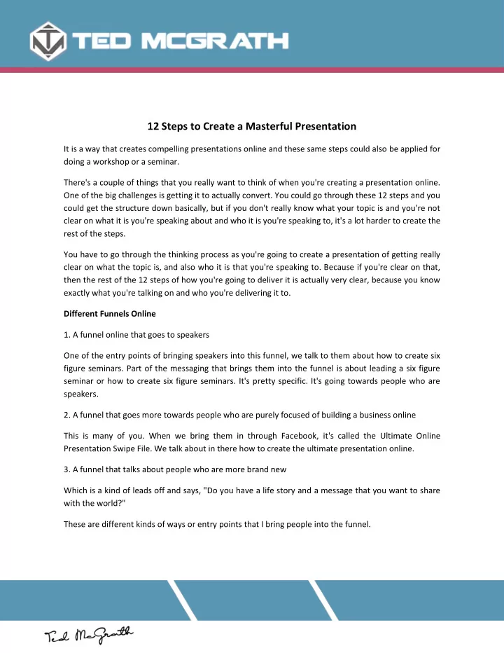 12 steps to create a masterful presentation
