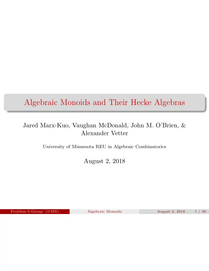 algebraic monoids and their hecke algebras