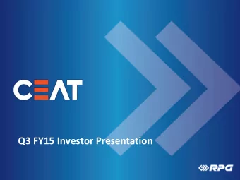 Q3 FY15 Investor Presentation  Disclaimer  This presentation may include statements which may