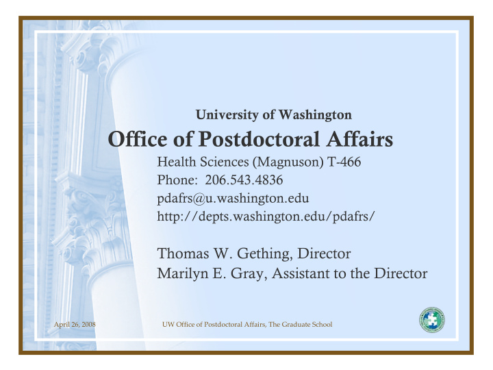 office of postdoctoral affairs