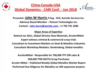 China-Canada-USA    Global  Dynamics  -  CARI  Conf.  -