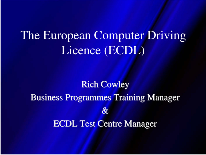 the european computer driving licence ecdl