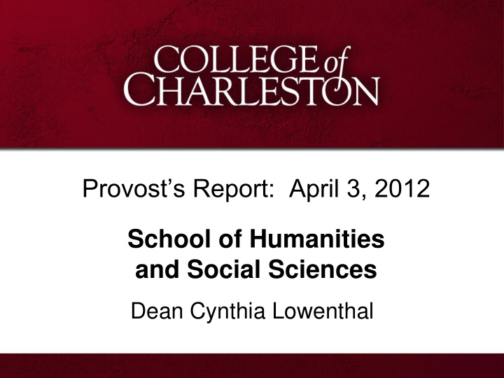 provost s report april 3 2012