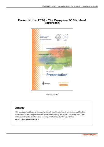 Presentation: ECDL - The European PC Standard  Presentation: ECDL - The European PC Standard