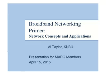 Broadband Networking  Primer:  Network Concepts and Applications  Al Taylor, KN3U  Presentation for
