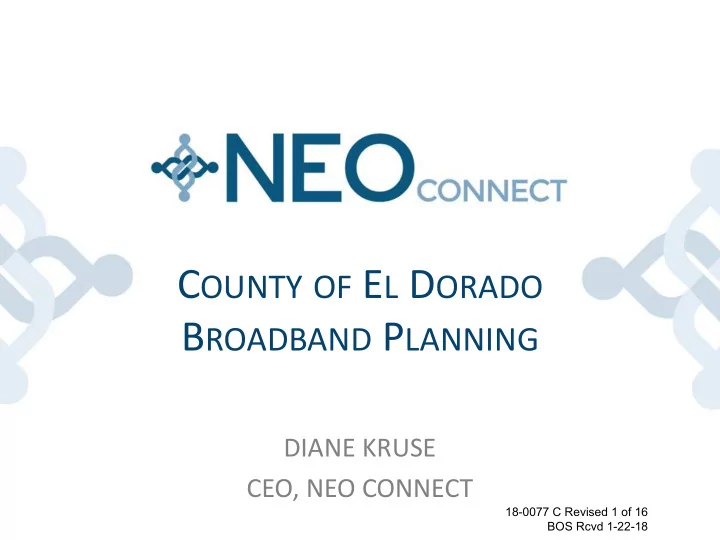 c ounty of e l d orado b roadband p lanning