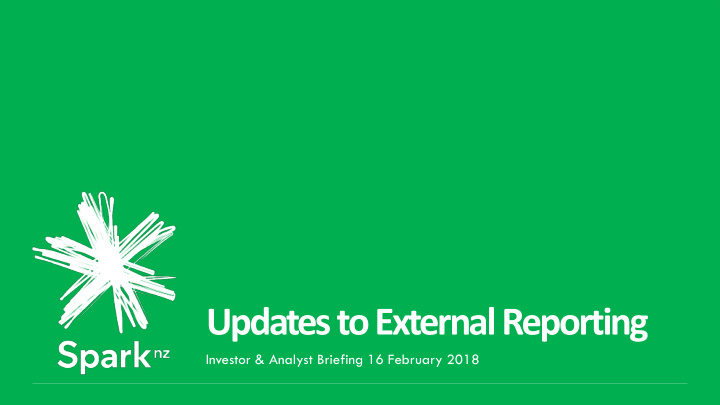 updates to external reporting