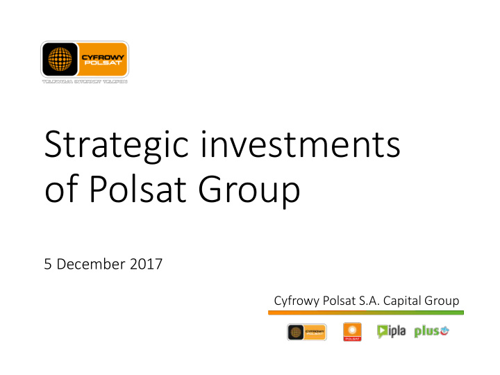strategic investments of polsat group