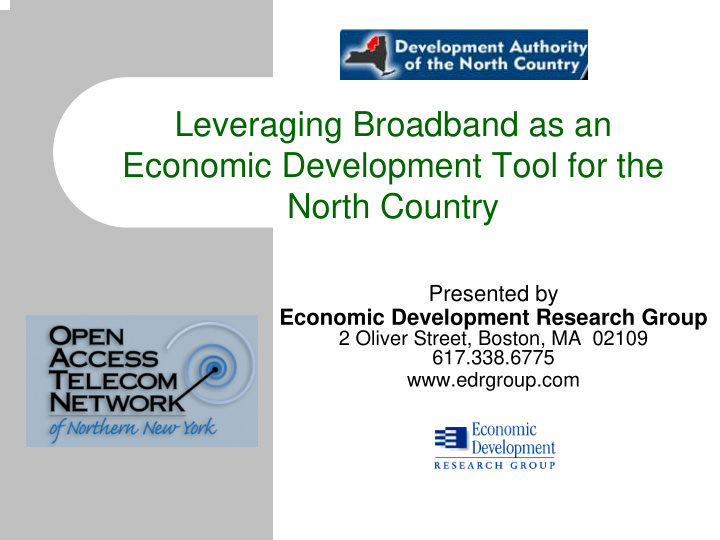 leveraging broadband as an economic development tool for