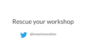 Rescue your workshop  @knowinnovation  Objectives  Realistic sense of whats possible
