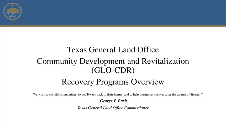 texas general land office community development and