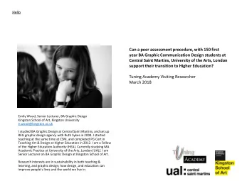 Tuning Academy Visiting Researcher  March 2018  Emily Wood, Senior Lecturer, BA Graphic Design