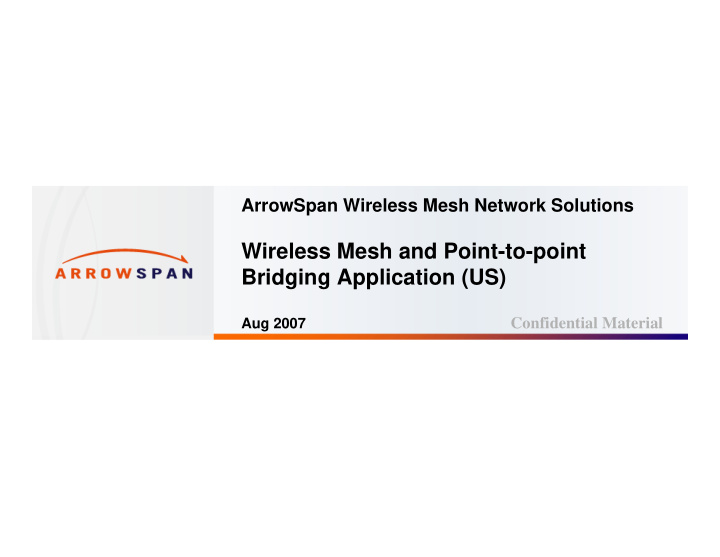 wireless mesh and point to point bridging application us
