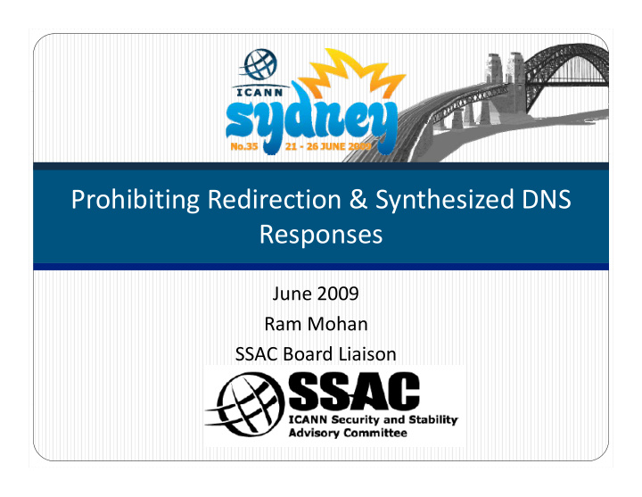 prohibiting redirection synthesized dns responses