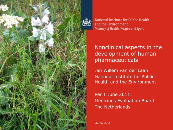 nonclinical aspects in the development of human
