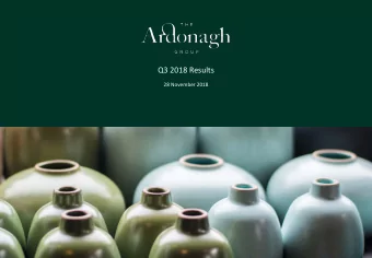 Q3 2018 Results  28 November 2018  Disclaimer  This presentation (the Presentation) has been