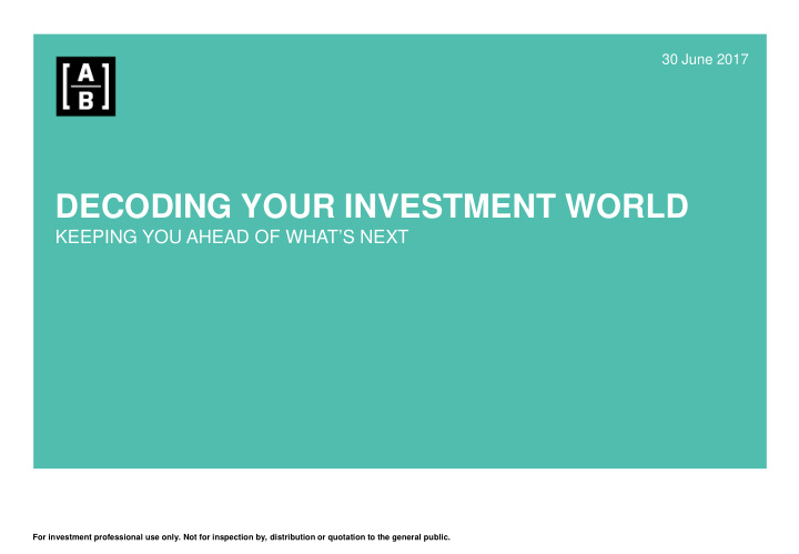 decoding your investment world