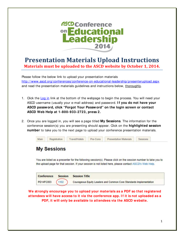 presentation materials upload instructions