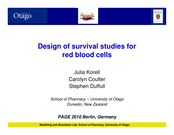 design of survival studies for red blood cells