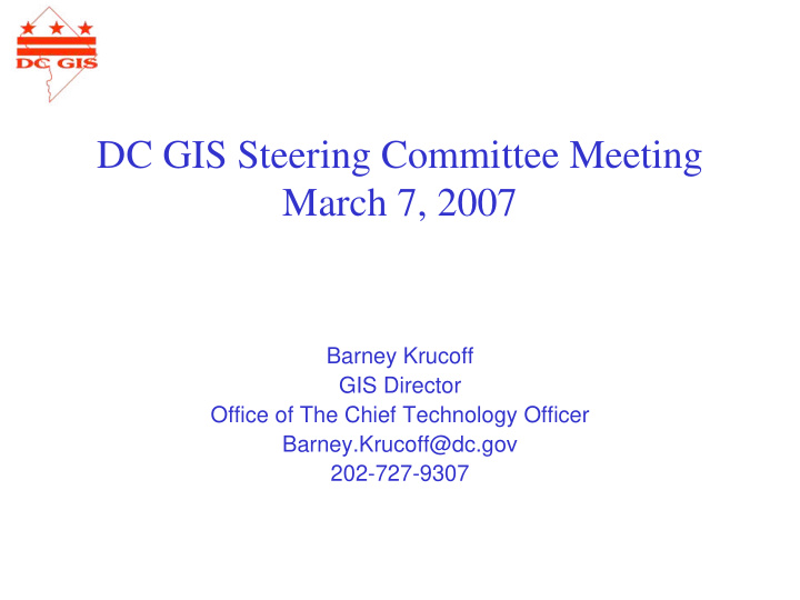 dc gis steering committee meeting march 7 2007