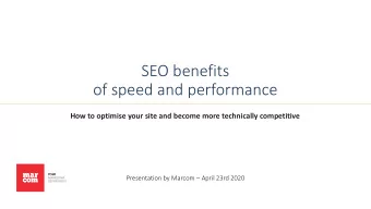 SEO benefits  of speed and performance  How to optimise your site and become more technically