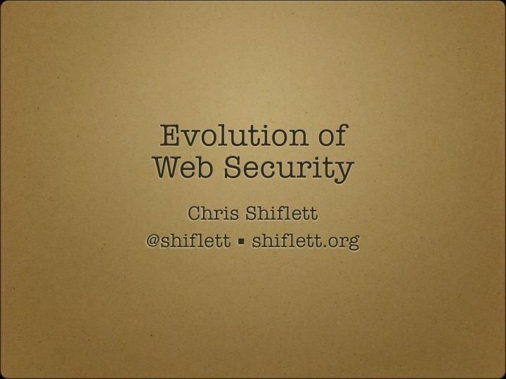 evolution of web security